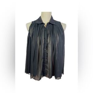 Antilia Femme Blouse Women’s Size M Black Pleated Sheer